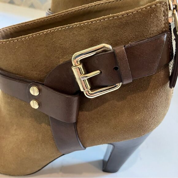 Vince Camuto VC Signature Leather Suede Brown Nikoletta Peep Toe Boots Size 7 - Picture 6 of 16